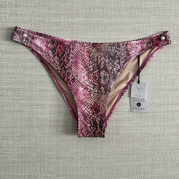 Shade Shore High Leg Extra Cheeky Bikini Bottom Pink Snake Swinsuit Womens S 4 6 - Picture 4 of 17